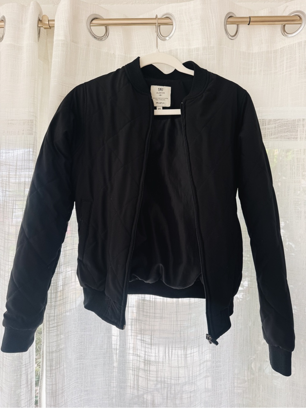 Albion Black Quilted Bomber Jacket